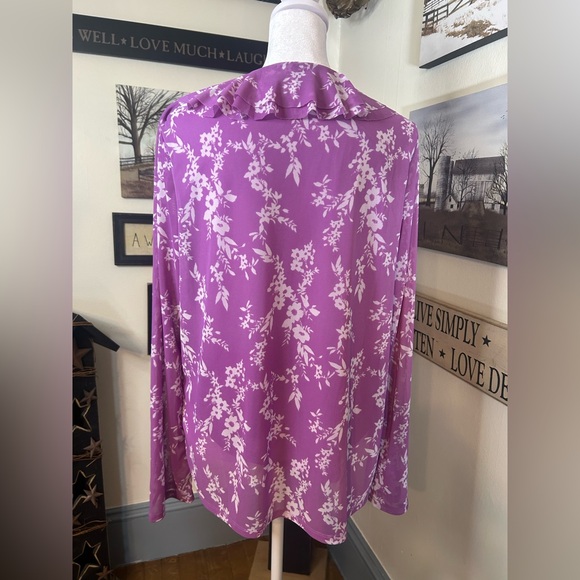 IMAN Floral Ruffle Blouse - Pink and White - Picture 5 of 5